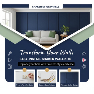 ShakerMDF Wall Panelling Kit - 10x100cm & 7x50cm Pre-Cut MDF Slats+ ...