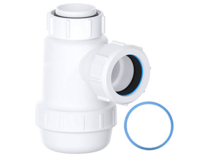 Shallow Bottle Trap 32mm 1-1/4" with Anti-Slip Ring, Space Saving 38mm Seal Kitchen Sink Waste Kit, BS EN2574-1 Compliant