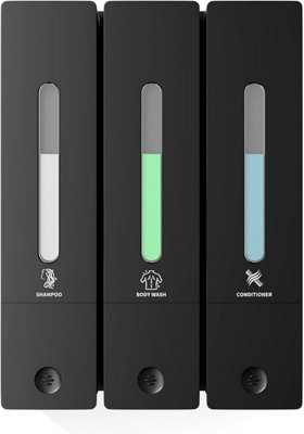 Shampoo and Conditioner Dispenser Wall Mounted Triple Chamber
