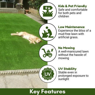 Shamrock 40mm Outdoor Artificial Grass,Premium Outdoor Artificial Grass,Pet-Friendly Artificial Grass-15m(49'2") X 4m(13'1")-60m²