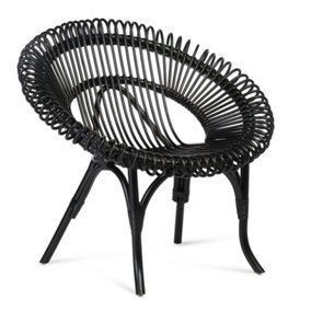 Shanghai Chair Black Rattan Indoor (H)93cm x (W)97cm x (D)82cm