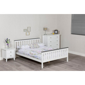 Shanghai Solid Pine wood Bed Frame 5'0 King - White
