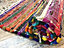 SHANTI Shabby Chic Rag Rug Multicolour Flat Weave Design 120 cm x 120 cm