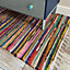 SHANTI Shabby Chic Rag Rug Multicolour Flat Weave Design 120 cm x 120 cm