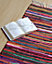 SHANTI Shabby Chic Rag Rug Multicolour Flat Weave Design 180 cm x 180 cm