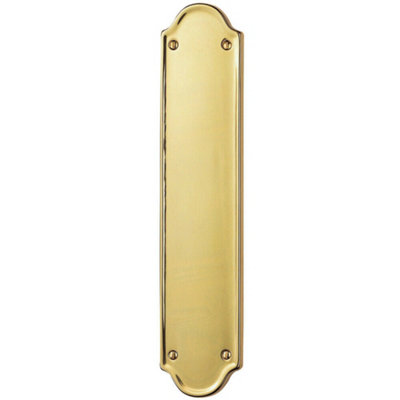 Shaped End Door Finger Plate 302 x 65mm 245 x 40mm Fixings Polished Brass