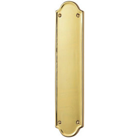 Shaped End Door Finger Plate 302 x 65mm 245 x 40mm Fixings Polished Brass