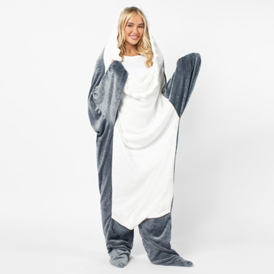Shark Fleece Onesie Hooded Loungewear Pyjamas
