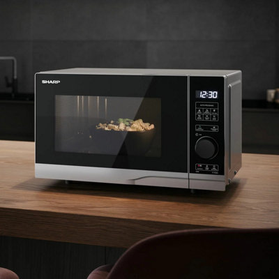 Sharp 20 Litre 700W Solo Digital Microwave, YC-PS204AU-S 10 Power Levels, 8 Auto Programmes, Defrost, ECO Mode & Child Lock