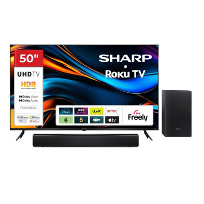 SHARP 50HJ4225KB 50 INCH 4K ULTRA HD ROKU SMART TV WITH FREELY & HT ...
