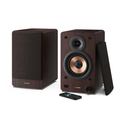 SHARP CP-SS30(BR) 2-Way Active Bookshelf Speakers with Bluetooth Audio ...