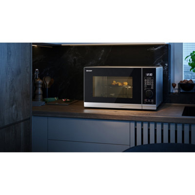 Sharp YC-PG284AU-S 28L 900W Microwave Oven with 1000W Grill Function - Silver