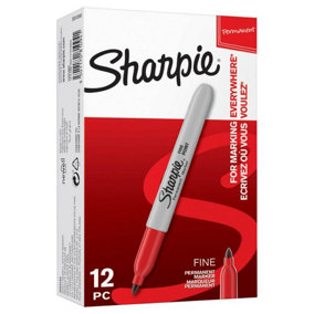 SHARPIE - Fine Bullet Tip Permanent Marker Pens - Pack of 12 (Red)