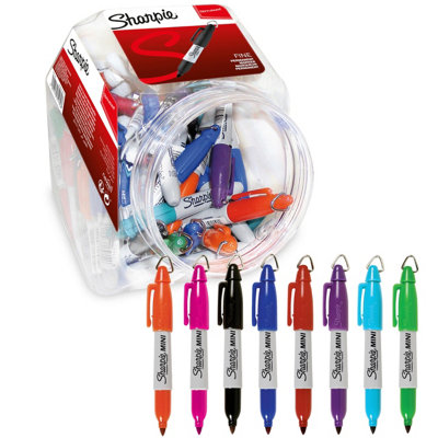Sharpie Mini Permanent Markers Fine Point Pocket-Sized with Key Ring 72 ...