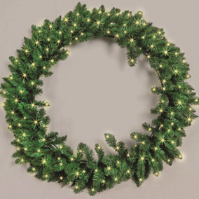 Shatchi 100cm Prelit Green Imperial Wreath for Christmas Decoration  150LED
