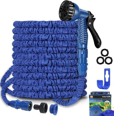 Shatchi 100FT Garden Pipe,Flexible Expanding Magic Hose with 8 Functions Spray Nozzle, Blue or Green