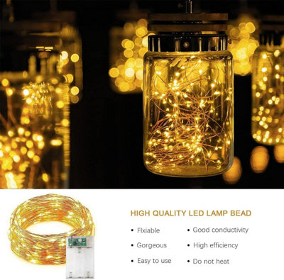 Shatchi 100LED Fairy String Lights Copper Wire Battery Operated Warm ...