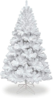 Shatchi 10Ft Christmas White Bushy Looking Artificial Tree Metal Stand