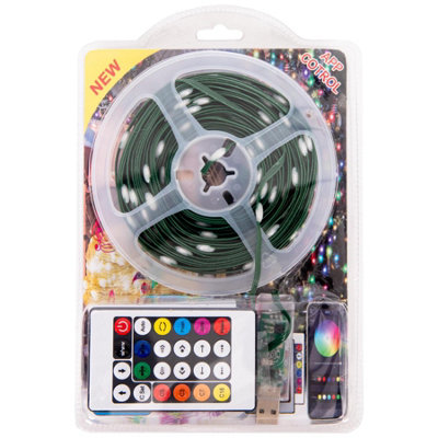 Shatchi 10M RGB W LED Strip Rope Light Battery USB Operated Remote and App Controlled