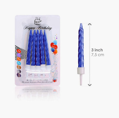 Shatchi 10pcs Blue Candles for Birthday Anniversary Party Cake Topper Decoration
