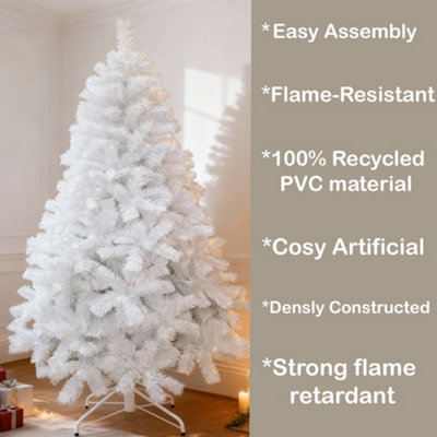 Shatchi 12Ft Christmas White Bushy Looking Artificial Tree Metal Stand
