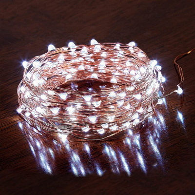 Shatchi 20 LEDs Gold Wire With Cool White LEDs Copper Wire Indoor Battery Operated StringLights