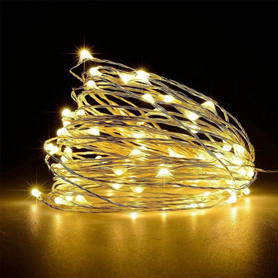 Shatchi 20 LEDs Silver Wire With Warm White LEDs Copper Wire Indoor Battery Operated StringLights