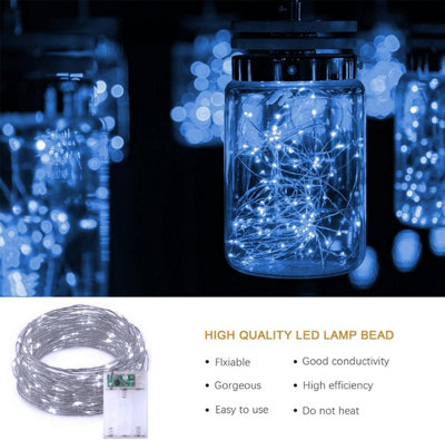 Shatchi 20LED/2m Fairy String Lights Silver Wire Battery Operated Cool White LEDs Twinkle Waterproof Lights for Decoration,2pk