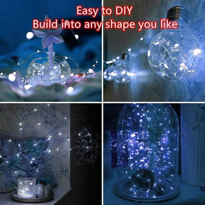 Shatchi 20LED/2m Fairy String Lights Silver Wire Battery Operated Cool White LEDs Twinkle Waterproof Lights for Decoration,2pk