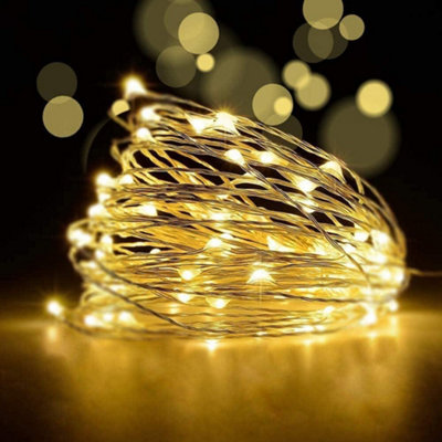Shatchi 20LED/2m Fairy String Lights Silver Wire Battery Operated Warm ...
