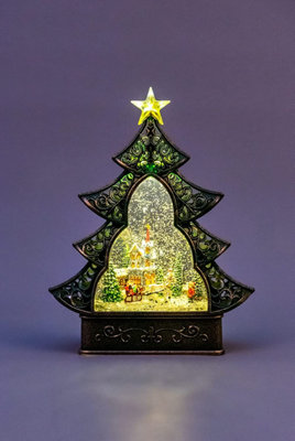 SHATCHI 25cm Christmas Festive Nativity LED Lights Up Lantern with Glitter Xmas Home Decor Gifts Present
