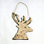 SHATCHI 26cm Cream Christmas Wooden Hanging Deer Wall Decoration Xmas Home Office Holiday Decorative Centrepiece