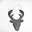 SHATCHI 26cm Silver Christmas Wooden Hanging Deer Head Wall Decoration Xmas Home Office Holiday Decorative Centrepiece