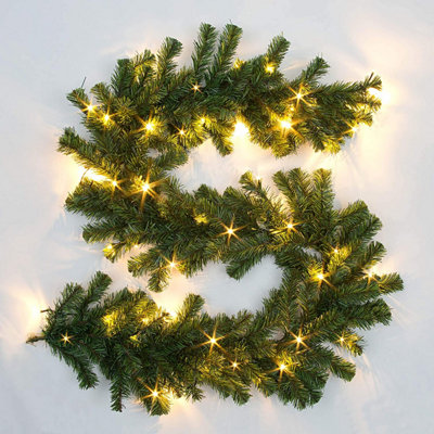 Shatchi 2m Pre-Lit Green Christmas Garland Alaskan Pine for Fireplaces ...