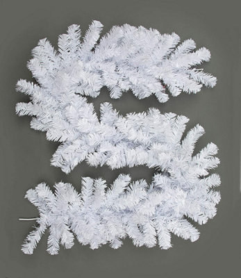 Shatchi 2m White Christmas Garland Alaskan Pine for Fireplaces