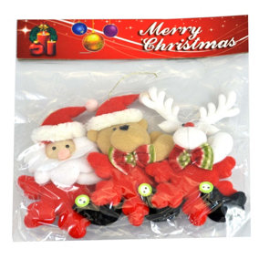 Shatchi 3 Soft Teddy Novelty Christmas Tree Hanging Decorations Xmas Decor ornaments