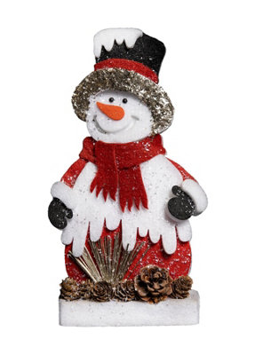 SHATCHI 32cm Red Snowman Christmas Tabletop Figures  Glitter Foam Showpiece Decorations