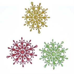 SHATCHI 3Pcs Glitter Snowflake Christmas Tree Decoration Xmas Party Hanging Ornament, Multi