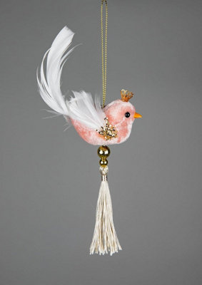 Shatchi 3Pcs Light Pink Robin Bird 7x13cm - Christmas Tree Hanging Decorations Ornaments Fairy Tale Themed Xmas Tree Pendant Price Comparisons | Compare The Build