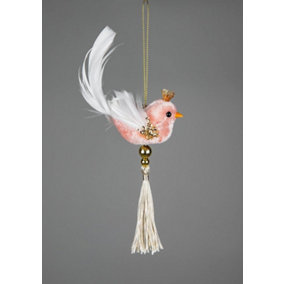 Shatchi 3Pcs Light Pink Robin Bird 7x13cm - Christmas Tree Hanging Decorations Ornaments Fairy Tale Themed Xmas Tree Pendant