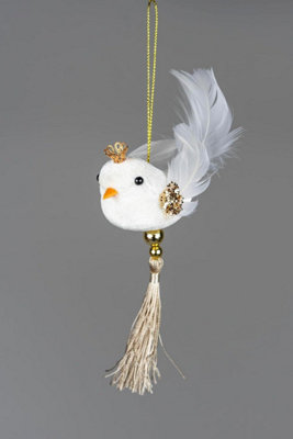 Shatchi 3Pcs White Robin Bird 7x13cm - Christmas Tree Hanging Decorations Ornaments Fairy Tale Themed Xmas Tree Pendant Price Comparisons | Compare The Build