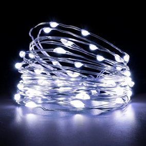 Shatchi 40 Sparkles White LED Battery Operated Lights with Silver Wire - Elegant Silver Wire String Lights,2pk