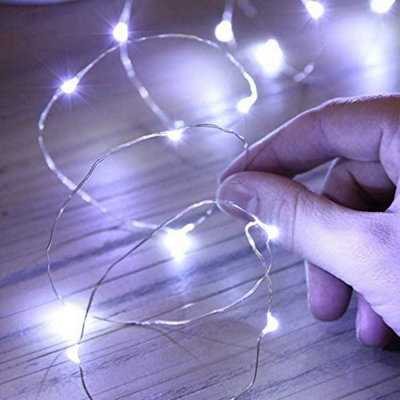Shatchi 40LED/4m Fairy String Lights Silver Wire Battery Operated Cool White LEDs Twinkle Waterproof Lights for Decoration