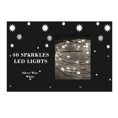 Shatchi 40LED/4m Fairy String Lights Silver Wire Battery Operated Cool White LEDs Twinkle Waterproof Lights for Decoration