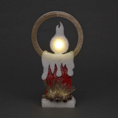 SHATCHI Candele Bianche Pre-illuminate In Legno A 7 LED, Alimentate A