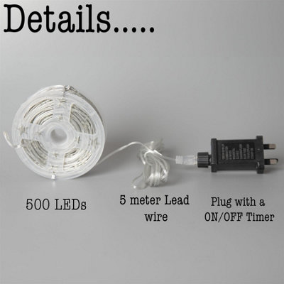 Shatchi 50m Warm White 500 LED String Lights 8 Modes Auto Timer Fairy ...
