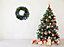 Shatchi 55cm Pre-Lit Green Christmas Wreath Alaskan Pine with 30 Multicolour LEDs