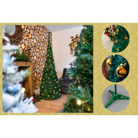 Shatchi 5ft / 150cm Pre-Lit Pop Up Christmas Tree with LEDs and Gold Baubles