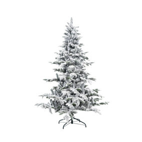 SHATCHI 5FT Californian Pine Snow Covered Green Tips Bushy Artificial Plain Christmas Tree