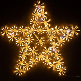 SHATCHI 65Cm Starburst Star Shape Silhouette with 360 Warm White LEDs Twinkling Micro LED Lights Christmas Display